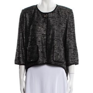 St. John Black, metallic and White Knit cardigan/jacket size 16